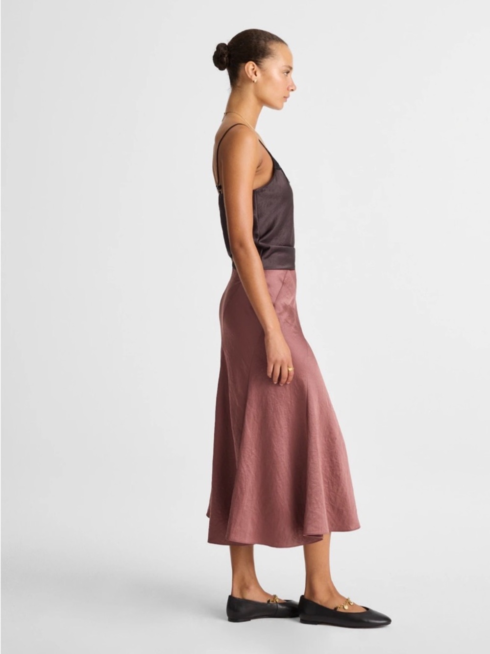 NWT! MADEWELL Women’s Bias-Cut Slip Midi Skirt in Satin, Burnt Soil, Size 2 - Picture 14 of 16